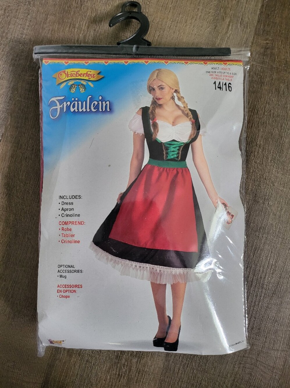 Brand New oktoberfest German Tavern Girl Costume One Size Fits Up To 14 - 16